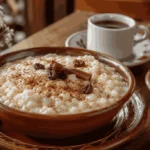 Traditional Bolivian arroz con leche served with cinnamon in London.