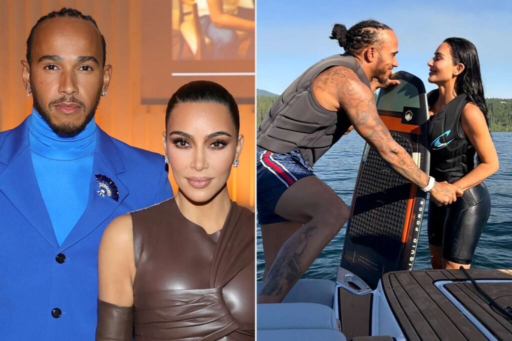 Lewis Hamilton and Kim Kardashian amid ongoing dating rumors.