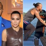 Lewis Hamilton and Kim Kardashian amid ongoing dating rumors.